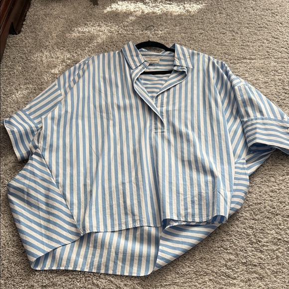 Banana Republic Blue and White Striped Blouse - Picture 1 of 1
